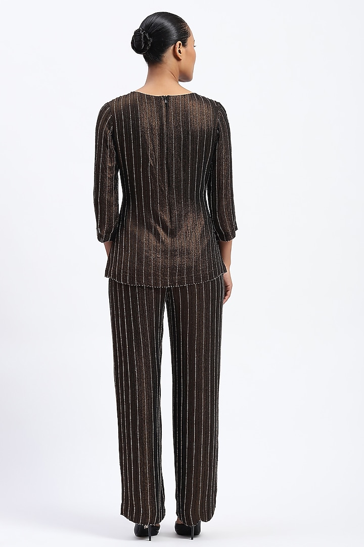 Metallic Gold Georgette Embellished Top by Abraham & Thakore at Pernia's Pop Up Shop