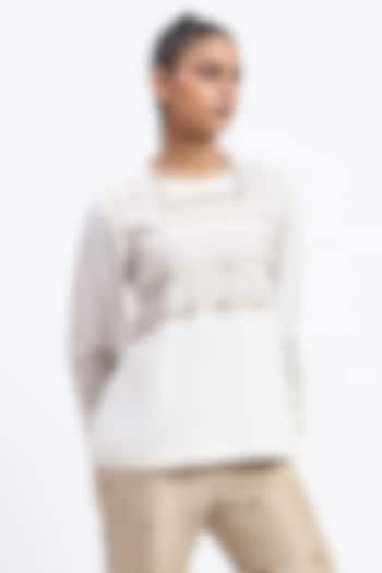 White Crepe Sequins Embroidered Top by Abraham & Thakore at Pernia's Pop Up Shop