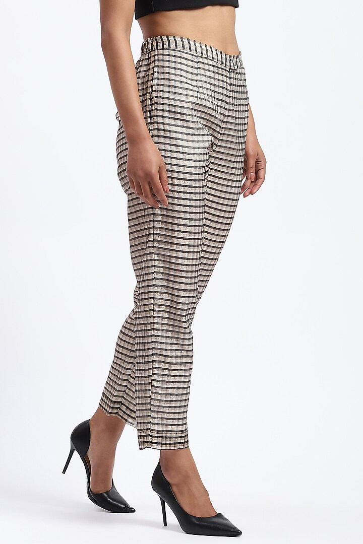 Multi-Colored Chanderi Sequins Embellished Trousers by Abraham & Thakore at Pernia's Pop Up Shop