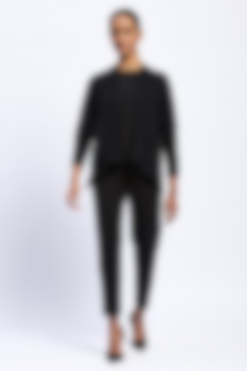 Black Viscose Lycra Knit Stone Embellished Shrug by Abraham & Thakore at Pernia's Pop Up Shop