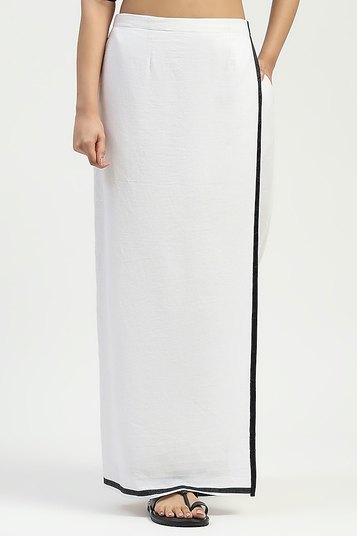 Ivory Woven Pure Cotton Dhoti Skirt by Abraham & Thakore at Pernia's Pop Up Shop