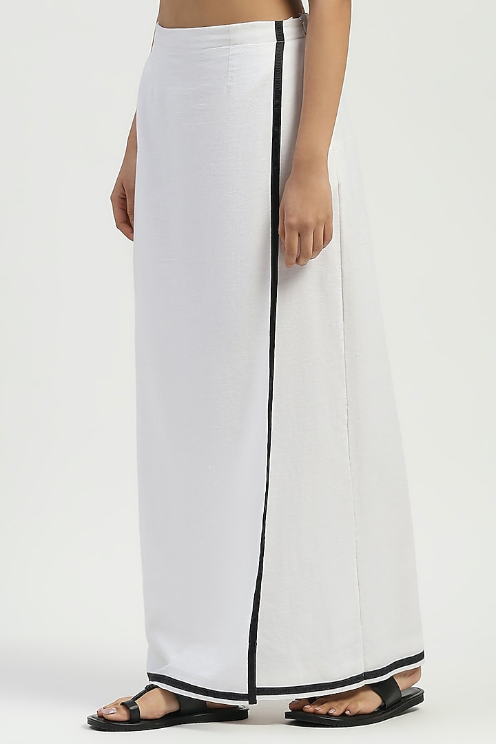 Ivory Woven Pure Cotton Dhoti Skirt by Abraham & Thakore at Pernia's Pop Up Shop