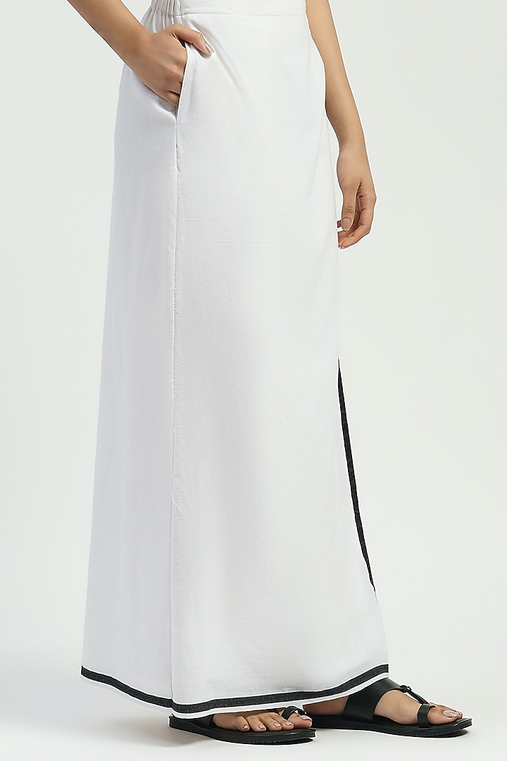 Ivory Woven Pure Cotton Dhoti Skirt by Abraham & Thakore at Pernia's Pop Up Shop