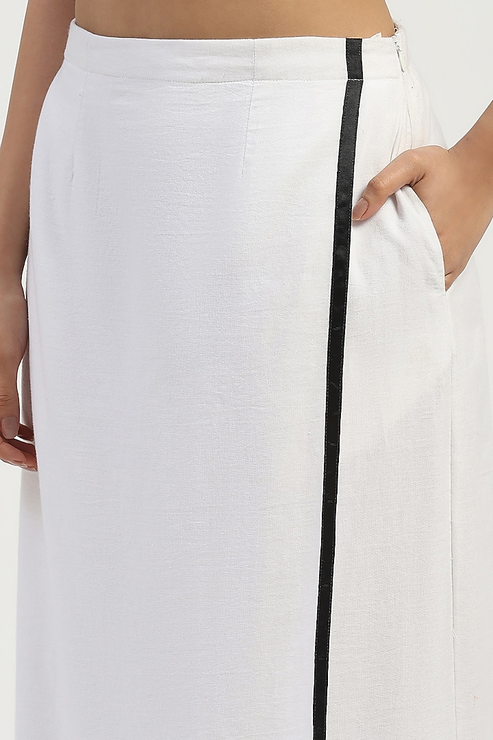 Ivory Woven Pure Cotton Dhoti Skirt by Abraham & Thakore at Pernia's Pop Up Shop