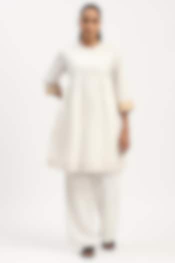 Ivory Linen Blend Summer Dress by Abraham & Thakore at Pernia's Pop Up Shop