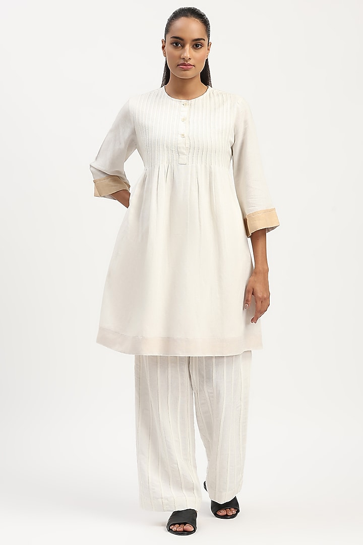 Ivory Linen Blend Summer Dress by Abraham & Thakore at Pernia's Pop Up Shop