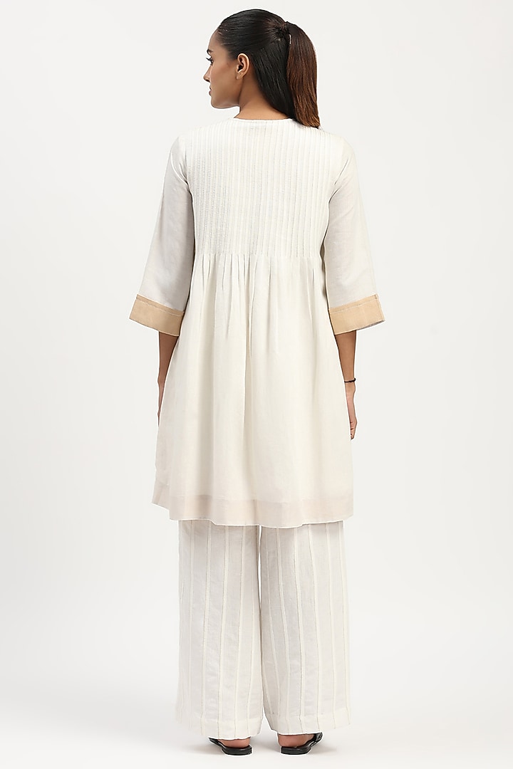 Ivory Linen Blend Summer Dress by Abraham & Thakore at Pernia's Pop Up Shop