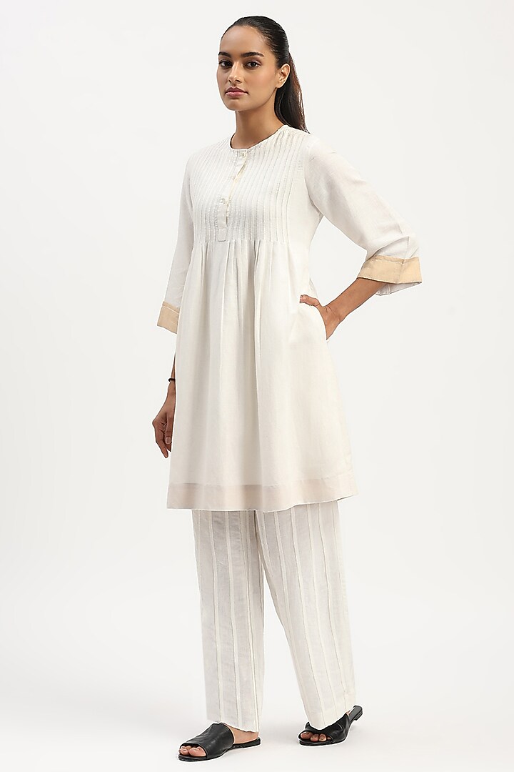 Ivory Linen Blend Summer Dress by Abraham & Thakore at Pernia's Pop Up Shop