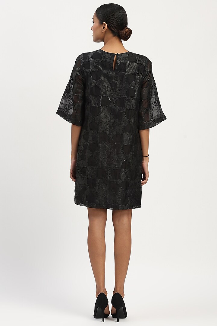 Black Organza Embroidered Summer Dress by Abraham & Thakore at Pernia's Pop Up Shop