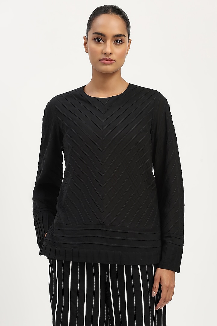 Black Sushi Voile Top by Abraham & Thakore at Pernia's Pop Up Shop