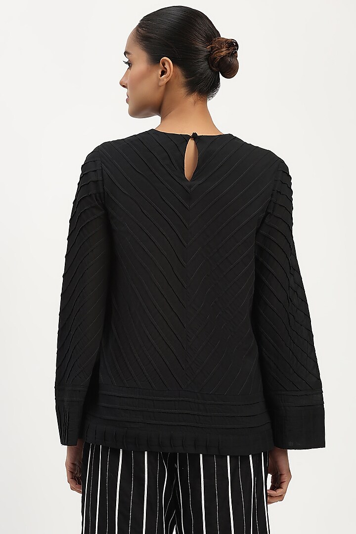 Black Sushi Voile Top by Abraham & Thakore at Pernia's Pop Up Shop