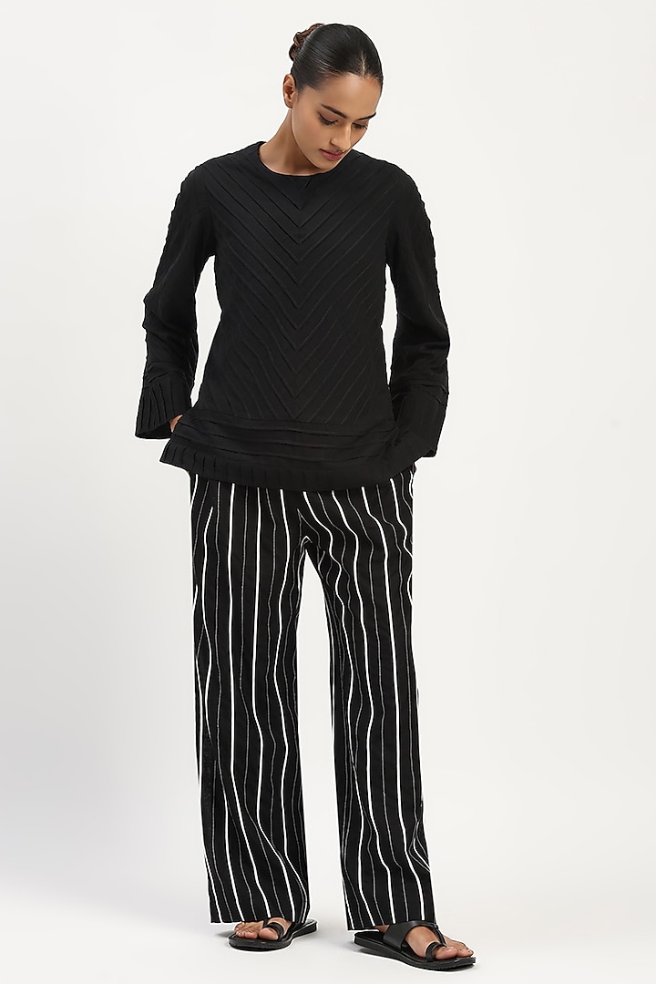 Black Sushi Voile Top by Abraham & Thakore at Pernia's Pop Up Shop