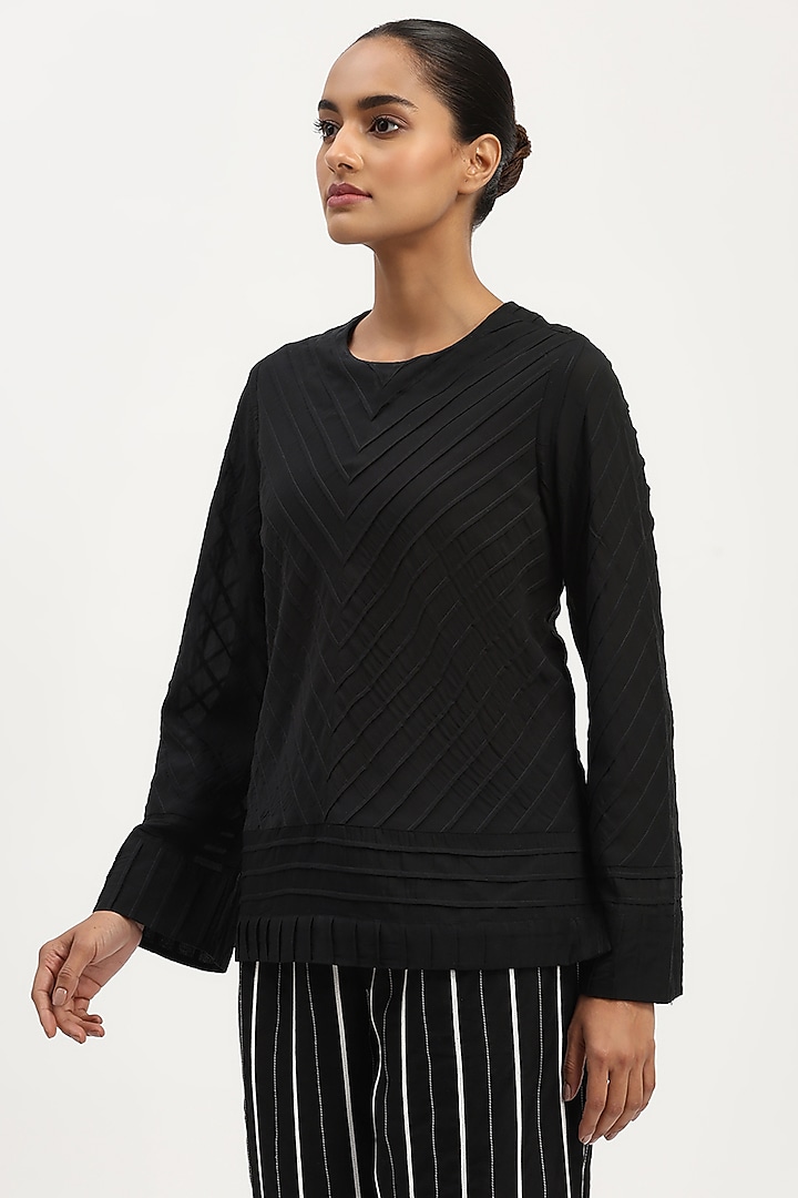 Black Sushi Voile Top by Abraham & Thakore at Pernia's Pop Up Shop