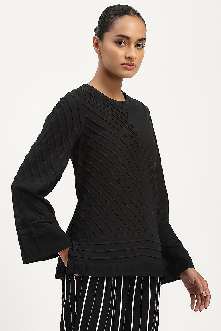 Black Sushi Voile Top by Abraham & Thakore at Pernia's Pop Up Shop