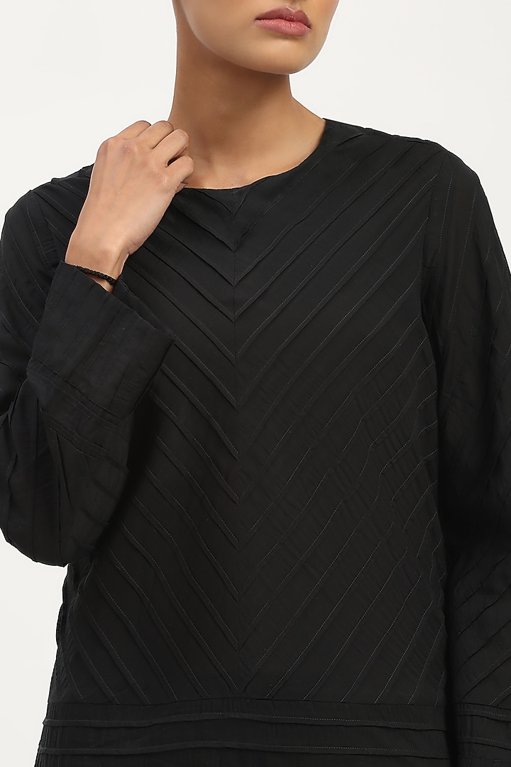 Black Sushi Voile Top by Abraham & Thakore at Pernia's Pop Up Shop