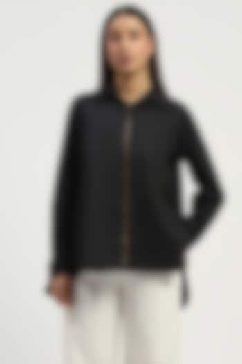 Black Poplin Shirt by Abraham & Thakore at Pernia's Pop Up Shop