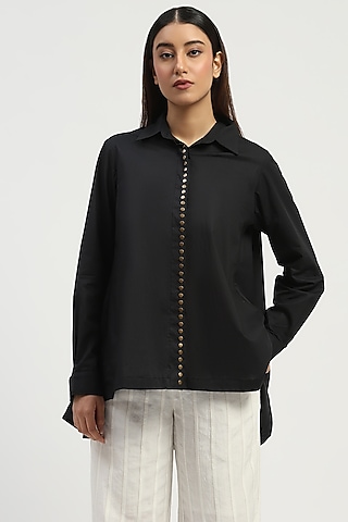 Black Poplin Shirt by Abraham & Thakore