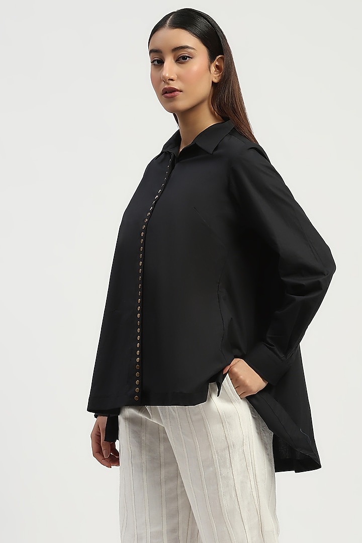 Black Poplin Shirt by Abraham & Thakore at Pernia's Pop Up Shop