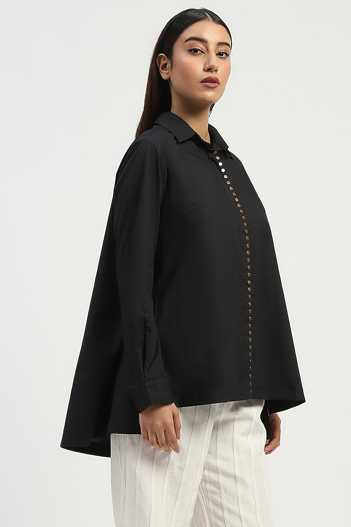 Black Poplin Shirt by Abraham & Thakore at Pernia's Pop Up Shop