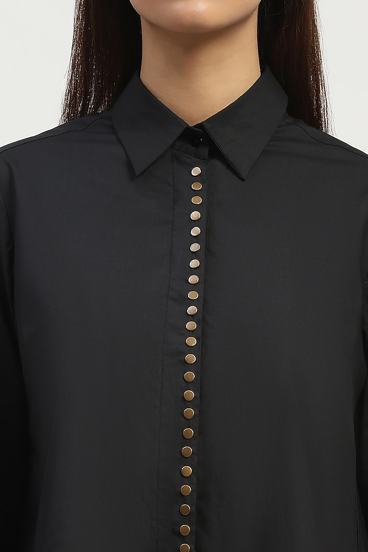 Black Poplin Shirt by Abraham & Thakore at Pernia's Pop Up Shop