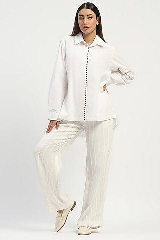 Ivory Poplin Shirt by Abraham & Thakore