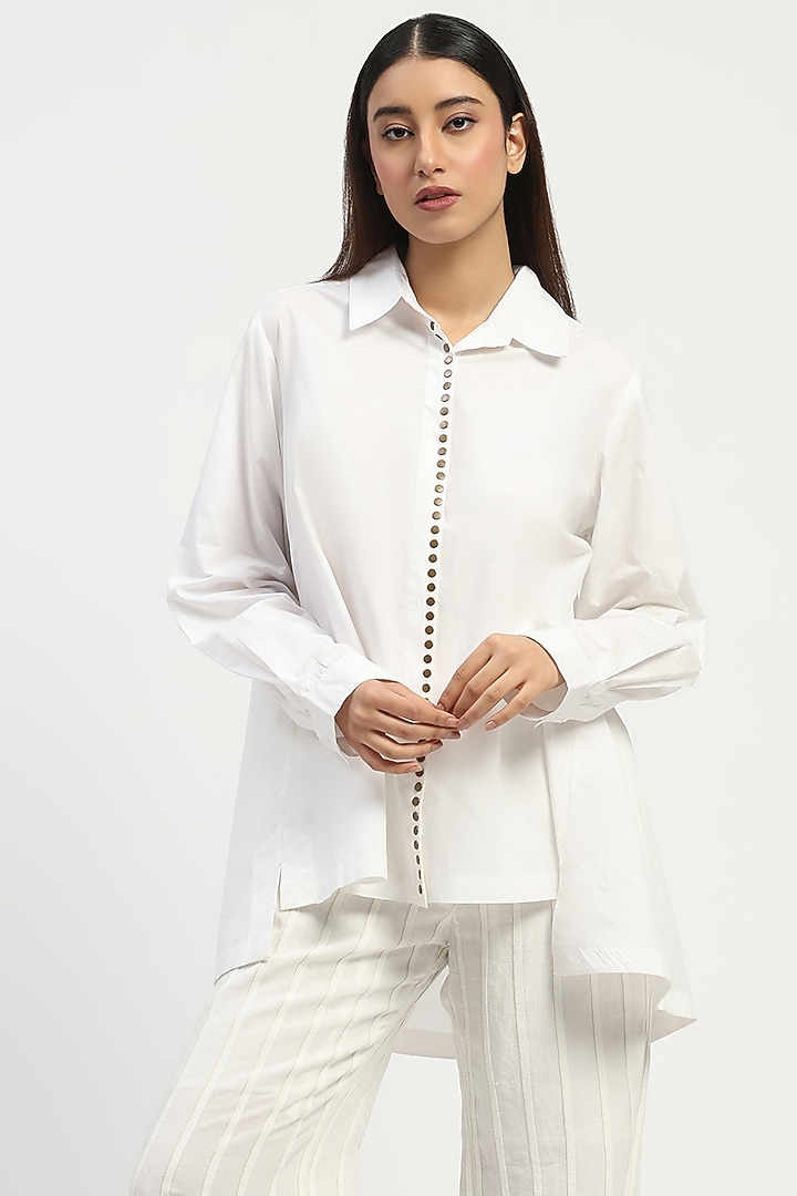 Ivory Poplin Shirt by Abraham & Thakore at Pernia's Pop Up Shop