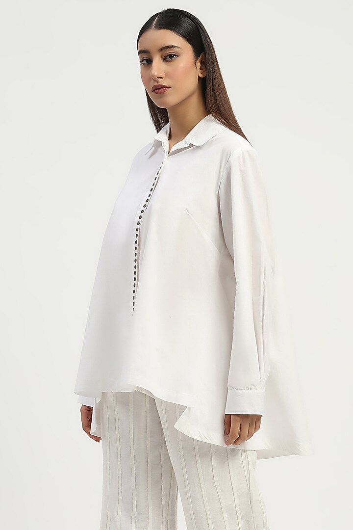 Ivory Poplin Shirt by Abraham & Thakore at Pernia's Pop Up Shop