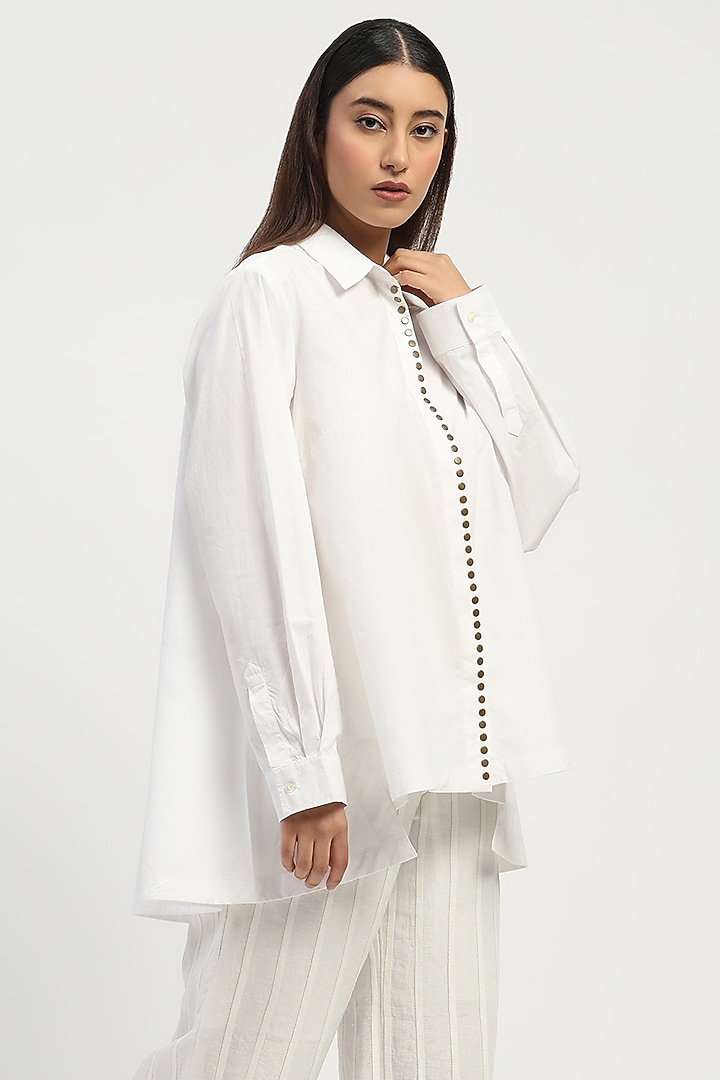Ivory Poplin Shirt by Abraham & Thakore at Pernia's Pop Up Shop