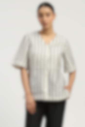 Ivory Chanderi Embellished Top by Abraham & Thakore at Pernia's Pop Up Shop