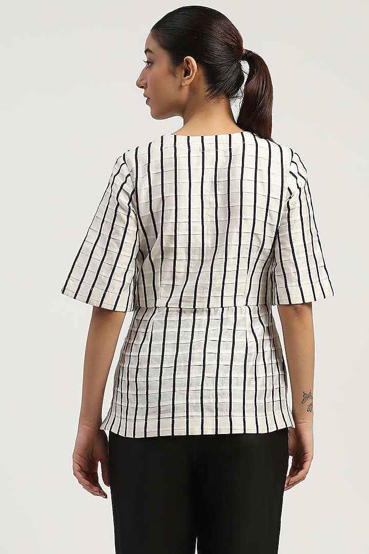 Ivory Chanderi Embellished Top by Abraham & Thakore at Pernia's Pop Up Shop