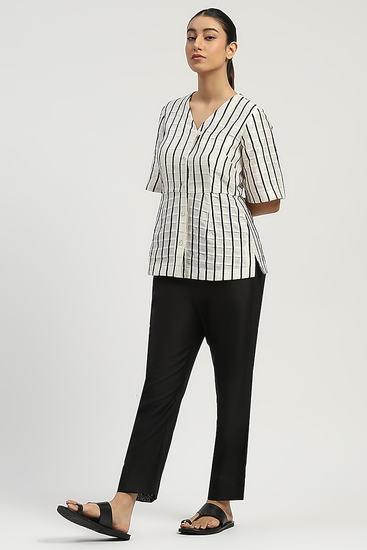Ivory Chanderi Embellished Top by Abraham & Thakore at Pernia's Pop Up Shop
