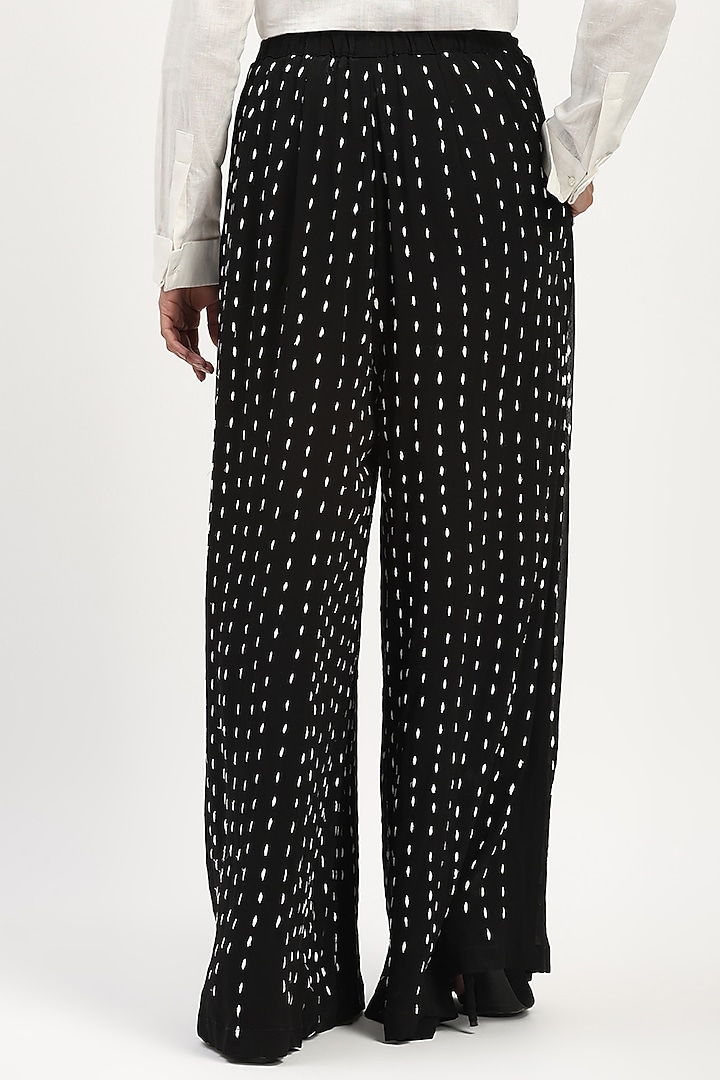 Black Georgette Embroidered Trousers by Abraham & Thakore at Pernia's Pop Up Shop