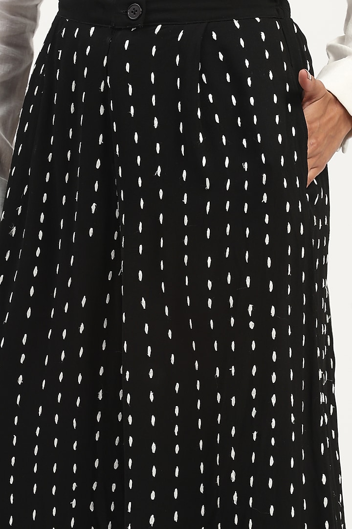 Black Georgette Embroidered Trousers by Abraham & Thakore at Pernia's Pop Up Shop