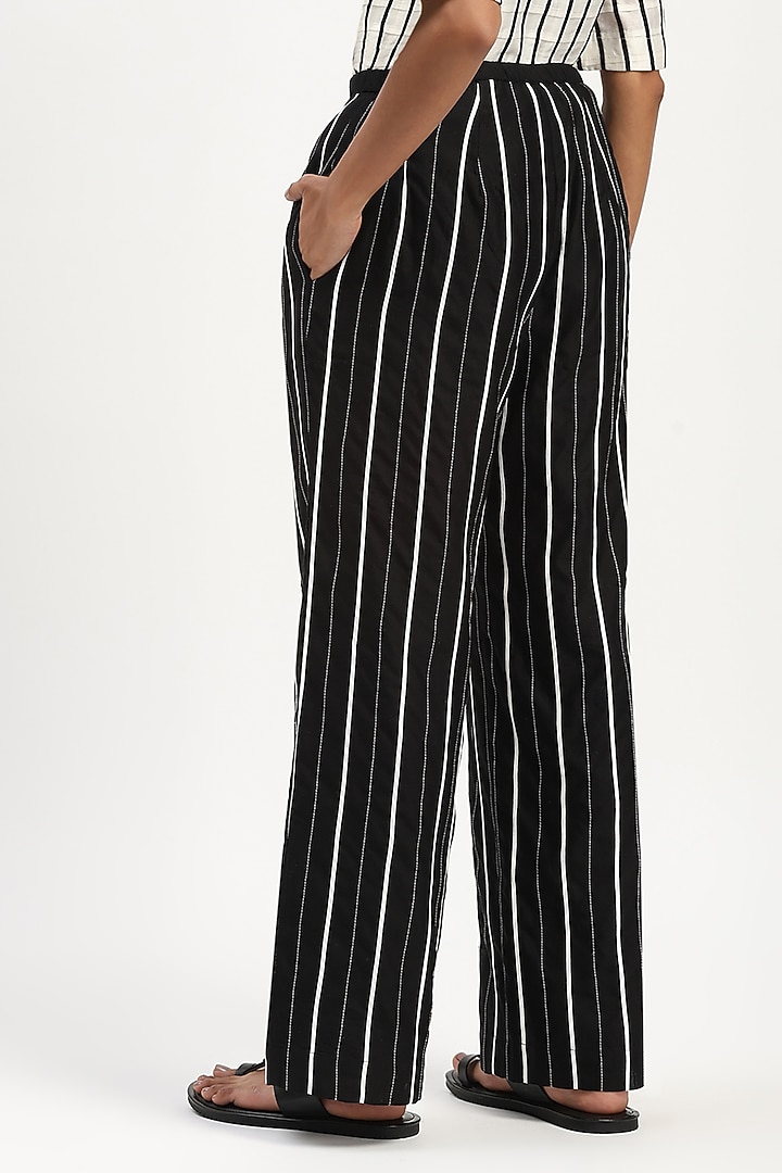 Black Chanderi Embroidered Trousers by Abraham & Thakore at Pernia's Pop Up Shop