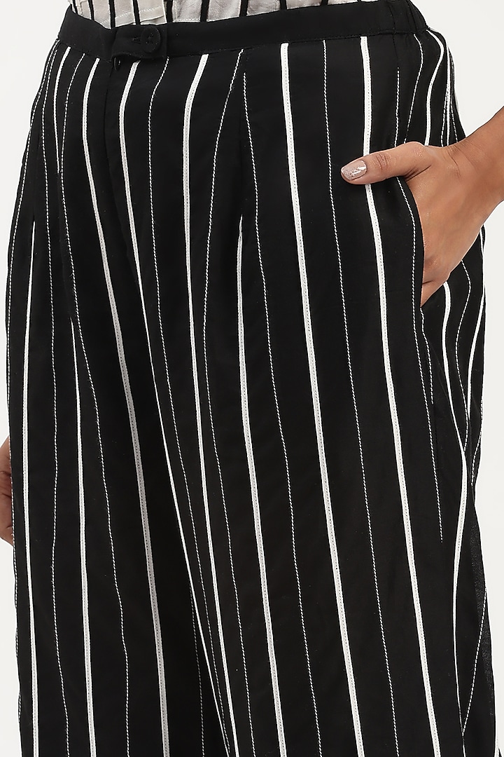Black Chanderi Embroidered Trousers by Abraham & Thakore at Pernia's Pop Up Shop