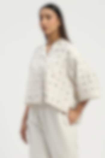 Ivory Chanderi Sequins Embroidered Top by Abraham & Thakore at Pernia's Pop Up Shop