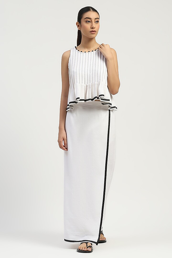 Ivory Cotton Dhoti Top by Abraham & Thakore at Pernia's Pop Up Shop