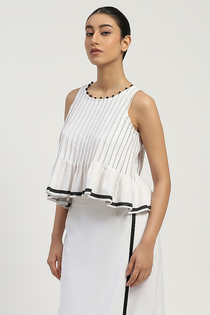 Ivory Cotton Dhoti Top by Abraham & Thakore at Pernia's Pop Up Shop