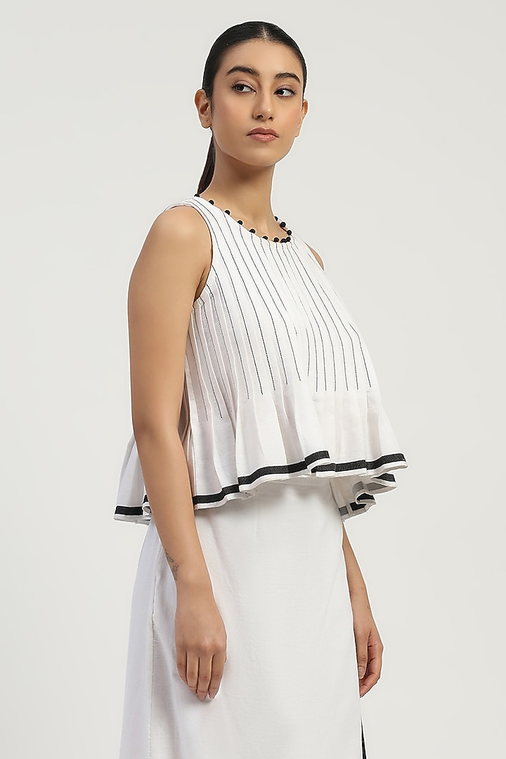 Ivory Cotton Dhoti Top by Abraham & Thakore at Pernia's Pop Up Shop
