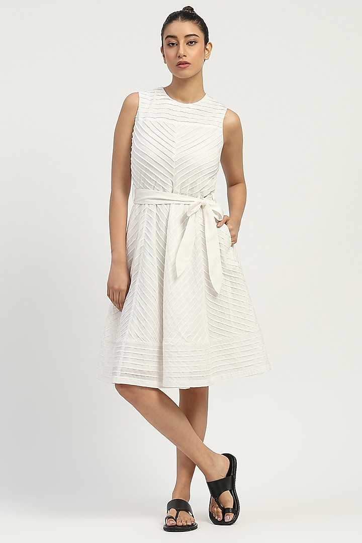 Ivory Sushi Voile Patchwork Vacation Dress by Abraham & Thakore at Pernia's Pop Up Shop