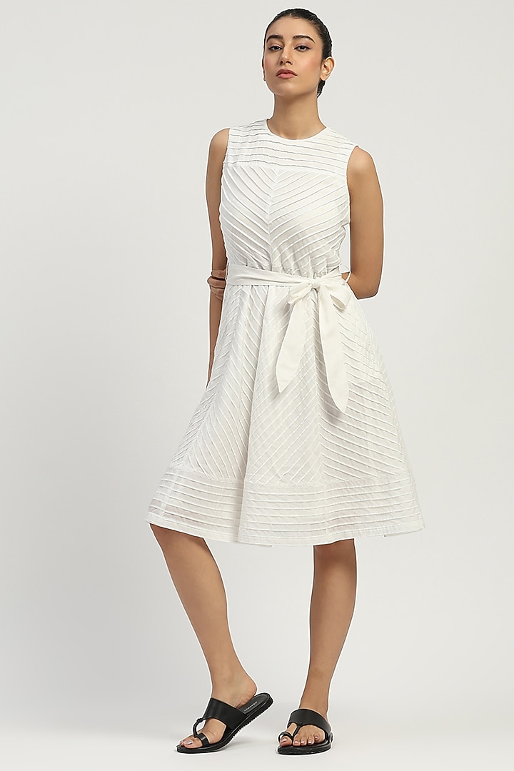 Ivory Sushi Voile Patchwork Vacation Dress by Abraham & Thakore at Pernia's Pop Up Shop