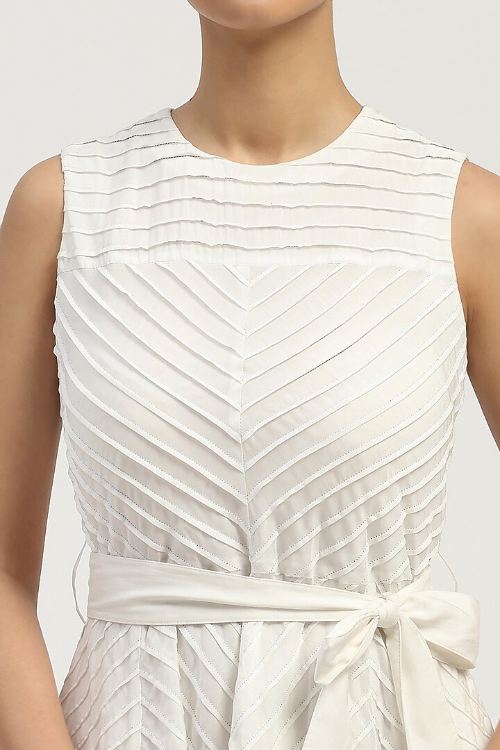 Ivory Sushi Voile Patchwork Vacation Dress by Abraham & Thakore at Pernia's Pop Up Shop