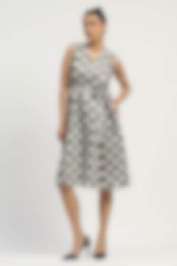 Black & Ivory Cotton Embroidered Vacation Dress by Abraham & Thakore at Pernia's Pop Up Shop