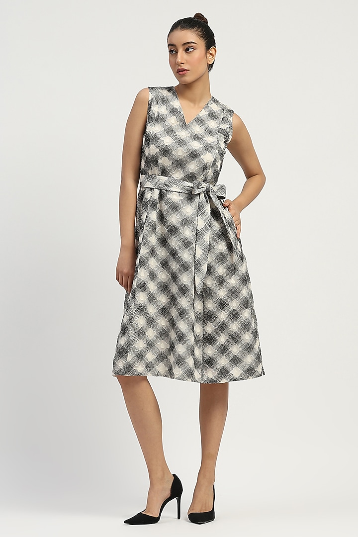 Black & Ivory Cotton Embroidered Vacation Dress by Abraham & Thakore at Pernia's Pop Up Shop