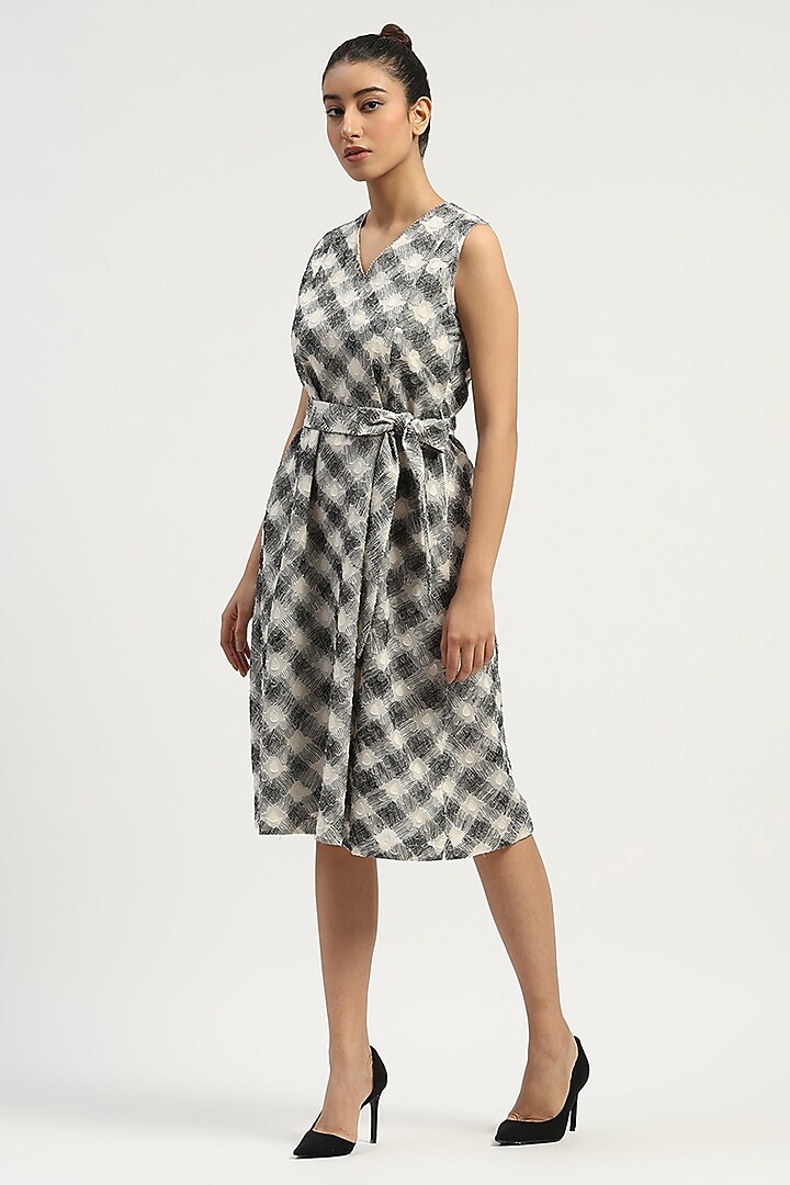 Black & Ivory Cotton Embroidered Vacation Dress by Abraham & Thakore at Pernia's Pop Up Shop
