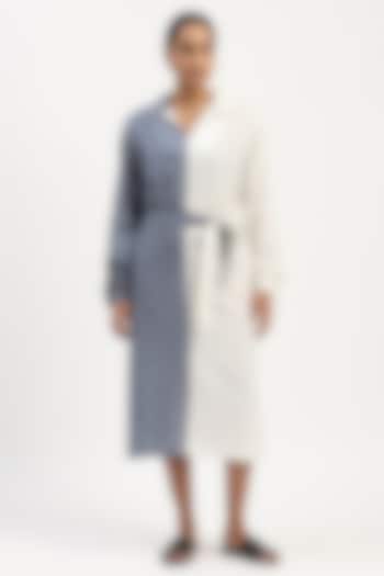 Indigo & Ivory Cotton Tencel Embroidered Summer Dress by Abraham & Thakore at Pernia's Pop Up Shop