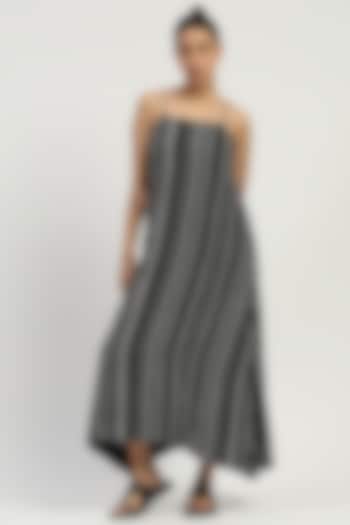 Black Viscose Georgette Embroidered Strappy Summer Dress by Abraham & Thakore at Pernia's Pop Up Shop