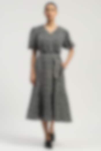 Grey Silk & Cotton Cutwork Midi Vacation Dress by Abraham & Thakore at Pernia's Pop Up Shop