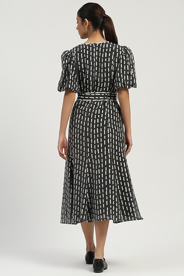 Grey Silk & Cotton Cutwork Midi Vacation Dress by Abraham & Thakore at Pernia's Pop Up Shop