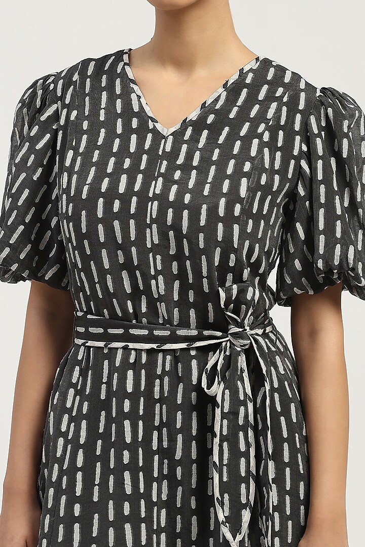Grey Silk & Cotton Cutwork Midi Vacation Dress by Abraham & Thakore at Pernia's Pop Up Shop